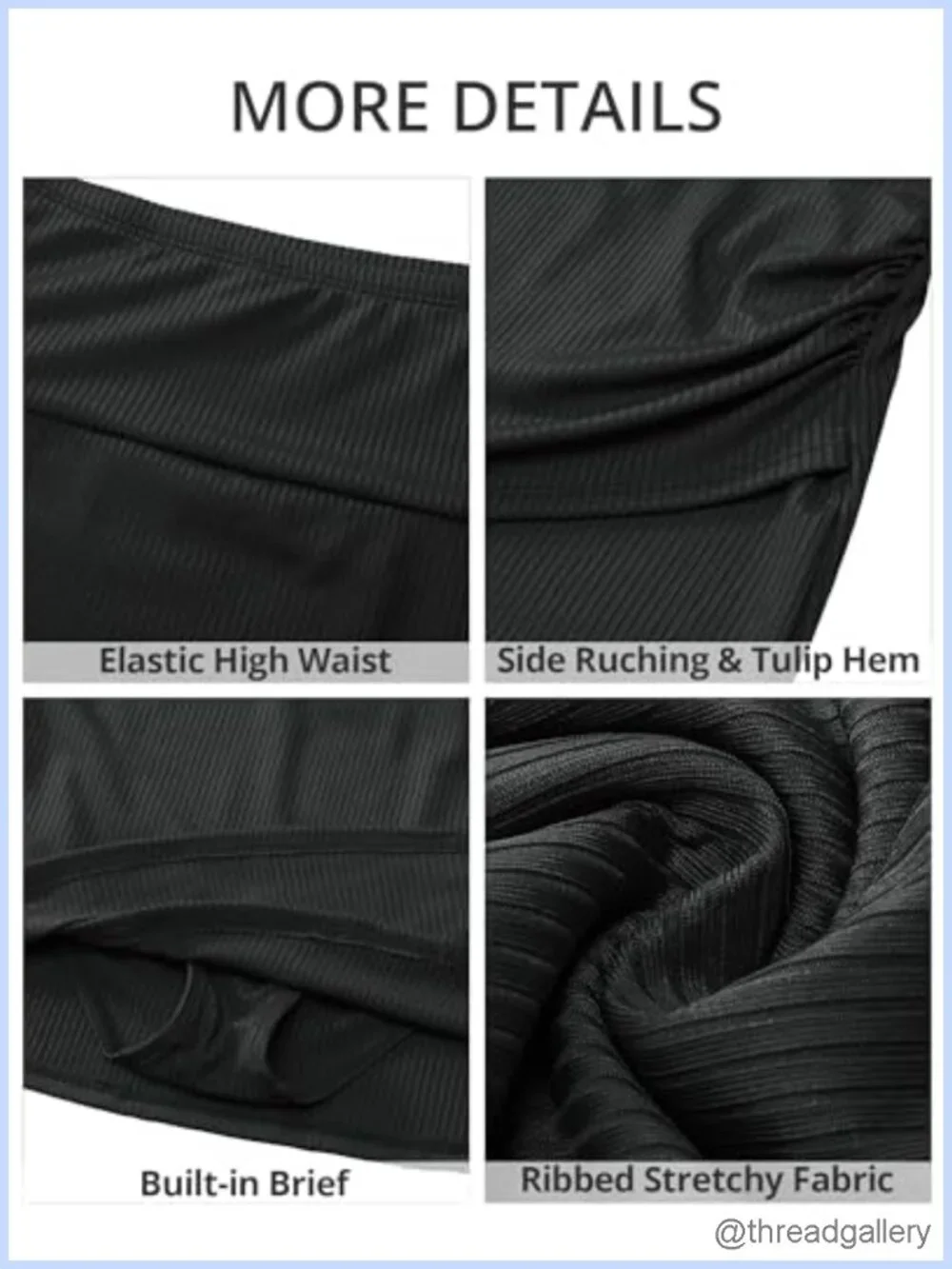 High Waisted Swim Skirt Bottoms with Tummy Control Ruched Tulip Hem